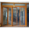 Wood Color Aluminium Double Glazed Folding Doors